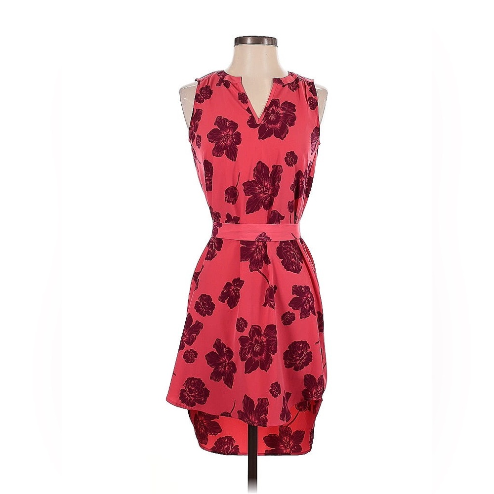 Ann Taylor Orange and Pink High Low Sundress V-Neck Sleeveless